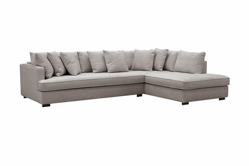 Rossita 4-personers Højrevendt L-formet Dyb Chaiselongsofa med Hel Pude i Chenille - Grå / Brun - Møbler - Sofaer - Sofa med chaiselong