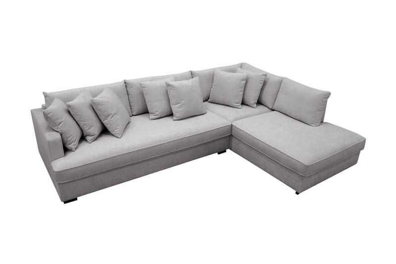 Rossita 4-personers Højrevendt L-formet Dyb Chaiselongsofa med Hel Pude i Chenille - Grå - Møbler - Sofaer - Sofa med chaiselong