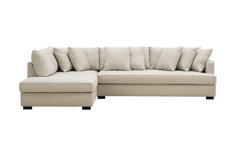 Rossita 4-personers Venstrevendt L-formet Dyb Chaiselongsofa med Hel Pude i Stof - Beige - Møbler - Sofaer - Sofa med chaiselong