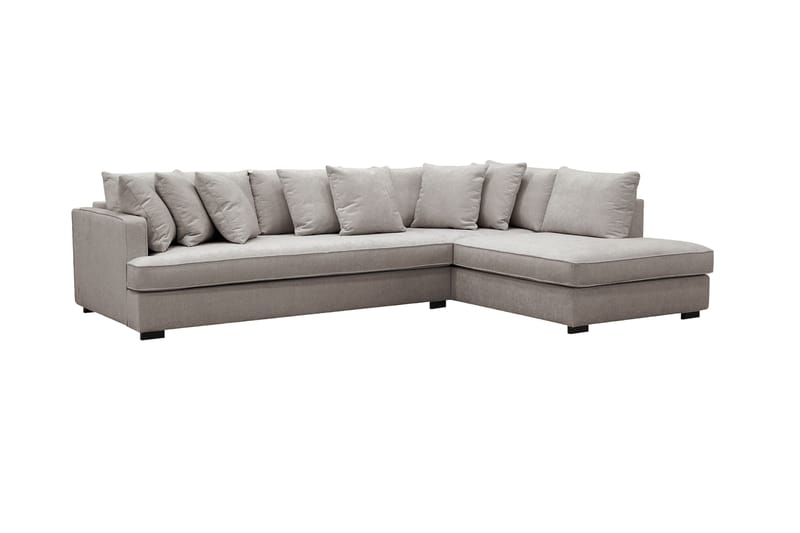 Rossita 4-personers Venstrevendt L-formet Dyb Chaiselongsofa med Hel Pude i Chenille - Grå / Brun - Møbler - Sofaer - Sofa med chaiselong