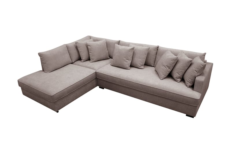 Rossita 4-personers Venstrevendt L-formet Dyb Chaiselongsofa med Hel Pude i Chenille - Grå / Brun - Møbler - Sofaer - Sofa med chaiselong