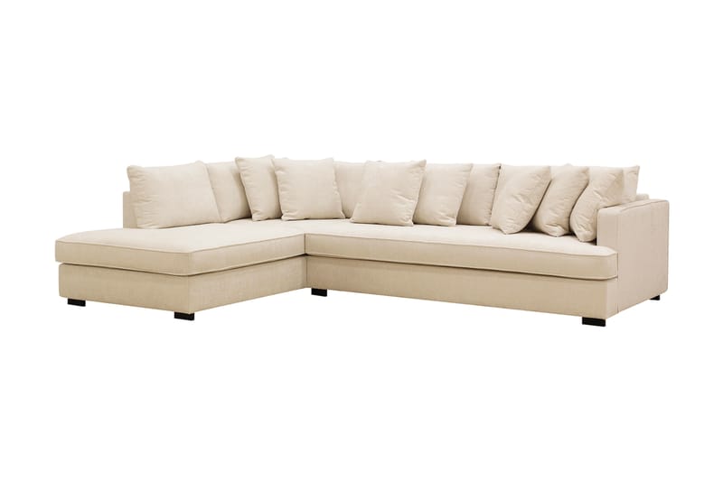 Rossita 4-personers Venstrevendt L-formet Dyb Chaiselongsofa med Hel Pude i Chenille - Beige - Møbler - Sofaer - Sofa med chaiselong