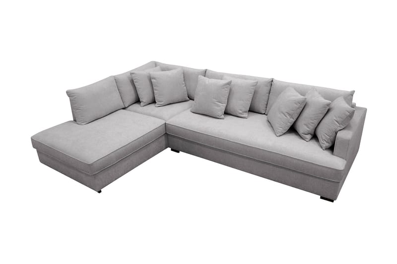 Rossita 4-personers Venstrevendt L-formet Dyb Chaiselongsofa med Hel Pude i Chenille - Grå - Møbler - Sofaer - Sofa med chaiselong