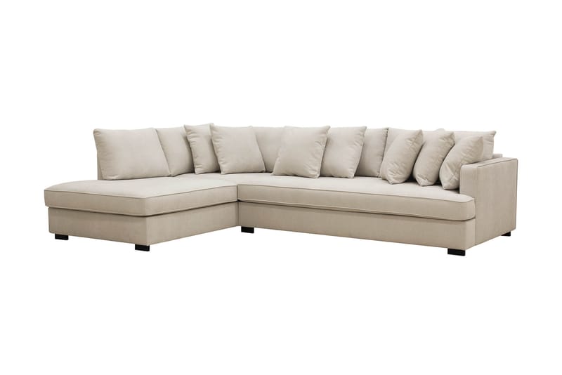 Rossita 4-personers Højrevendt L-formet Dyb Chaiselongsofa med Hel Pude i Stof - Beige - Møbler - Sofaer - Sofa med chaiselong