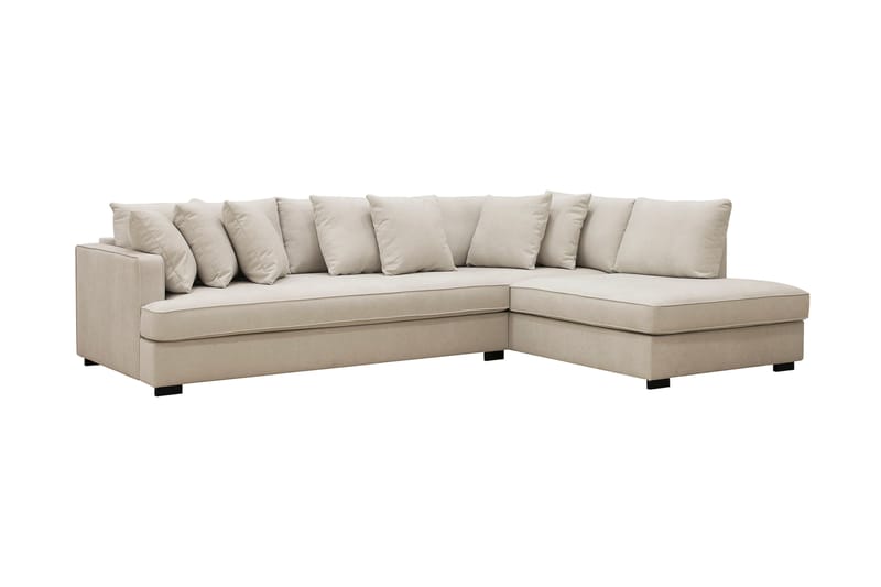 Rossita 4-personers Højrevendt L-formet Dyb Chaiselongsofa med Hel Pude i Stof - Beige - Møbler - Sofaer - Sofa med chaiselong