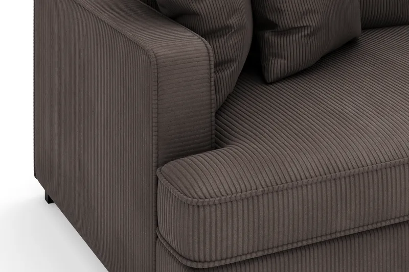 Rossita 4-personers Højrevendt L-formet Dyb Chaiselongsofa i Jernbanefløjl - Mørkegrå - Møbler - Sofaer - Sofa med chaiselong