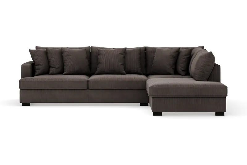 Rossita 4-personers Højrevendt L-formet Dyb Chaiselongsofa i Jernbanefløjl, Mørkegrå