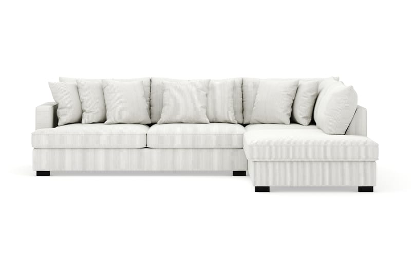 Rossita 4-personers Højrevendt L-formet Dyb Chaiselongsofa i Jernbanefløjl - Offwhite - Møbler - Sofaer - Sofa med chaiselong