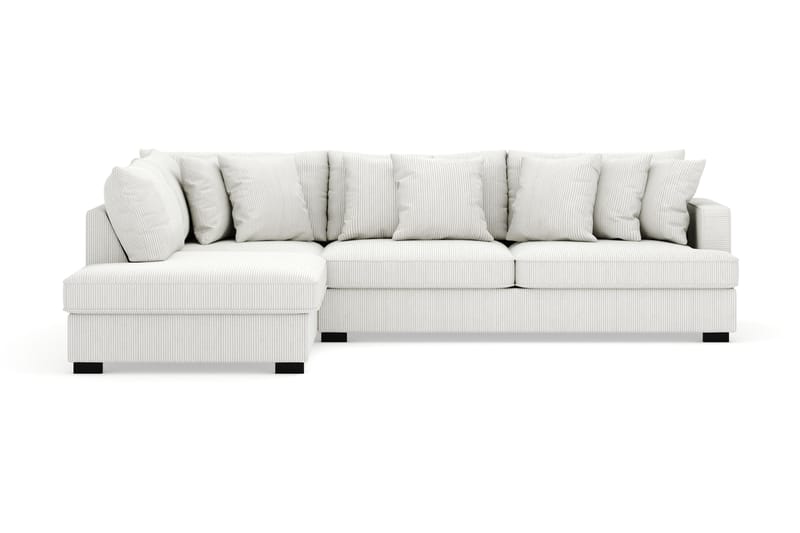 Rossita 4-personers Venstrevendt L-formet Dyb Chaiselongsofa i Jernbanefløjl - Offwhite - Møbler - Sofaer - Sofa med chaiselong