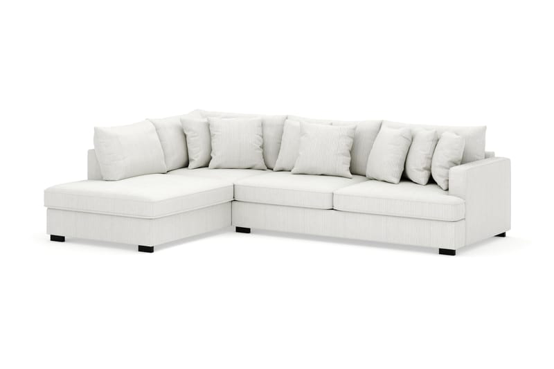 Rossita 4-personers Venstrevendt L-formet Dyb Chaiselongsofa i Jernbanefløjl - Offwhite - Møbler - Sofaer - Sofa med chaiselong