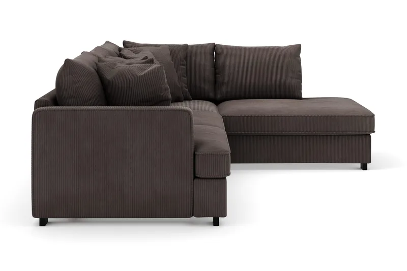 Rossita 4-personers Højrevendt L-formet Dyb Chaiselongsofa i Jernbanefløjl - Mørkegrå - Møbler - Sofaer - Sofa med chaiselong