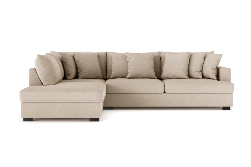 Rossita 4-personers Venstrevendt L-formet Dyb Chaiselongsofa i Stof, Beige