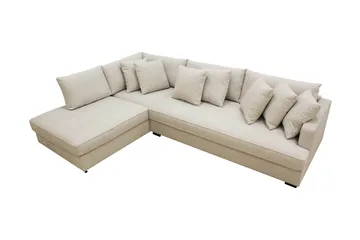 Rossita 4-personers Venstrevendt L-formet Dyb Chaiselongsofa med Hel Pude i Stof - Beige - Møbler - Sofaer - Sofa med chaiselong
