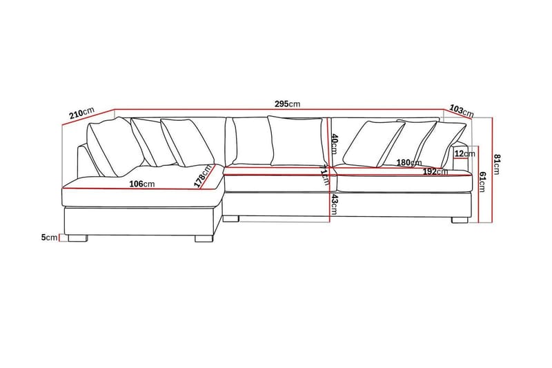 Rossita 4-personers Venstrevendt L-formet Dyb Chaiselongsofa i Fløjl - Beige - Møbler - Sofaer - Sofa med chaiselong