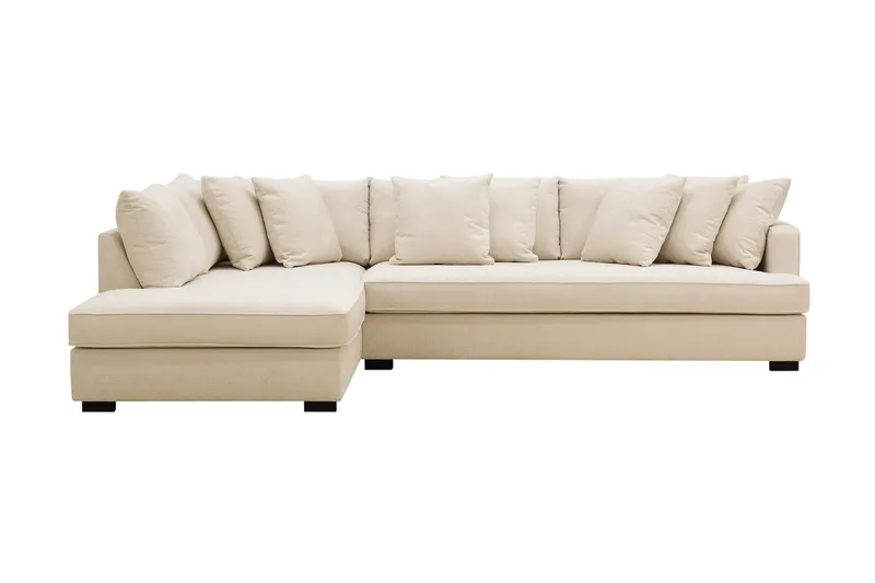 Rossita 4-personers Venstrevendt L-formet Dyb Chaiselongsofa med Hel Pude i Chenille, Beige