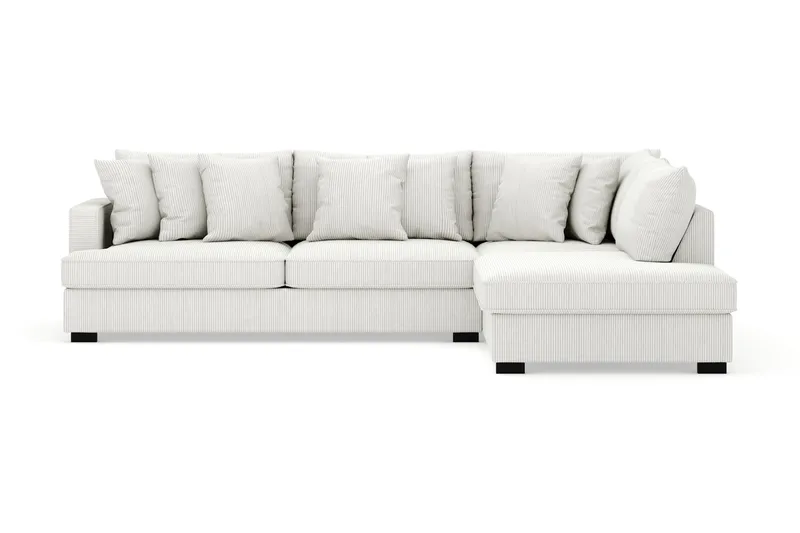 Rossita 4-personers Højrevendt L-formet Dyb Chaiselongsofa i Jernbanefløjl - Offwhite - Møbler - Sofaer - Sofa med chaiselong