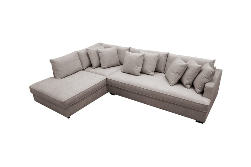 Rossita 4-personers Venstrevendt L-formet Dyb Chaiselongsofa med Hel Pude i Chenille - Grå / Brun - Møbler - Sofaer - Sofa med chaiselong