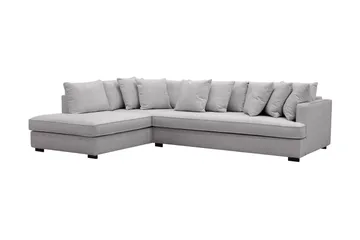 Rossita 4-personers Venstrevendt L-formet Dyb Chaiselongsofa med Hel Pude i Chenille - Grå - Møbler - Sofaer - Sofa med chaiselong