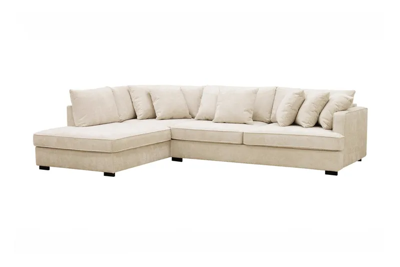 Rossita 4-personers Venstrevendt L-formet Dyb Chaiselongsofa i Chenille - Beige - Møbler - Sofaer - Sofa med chaiselong