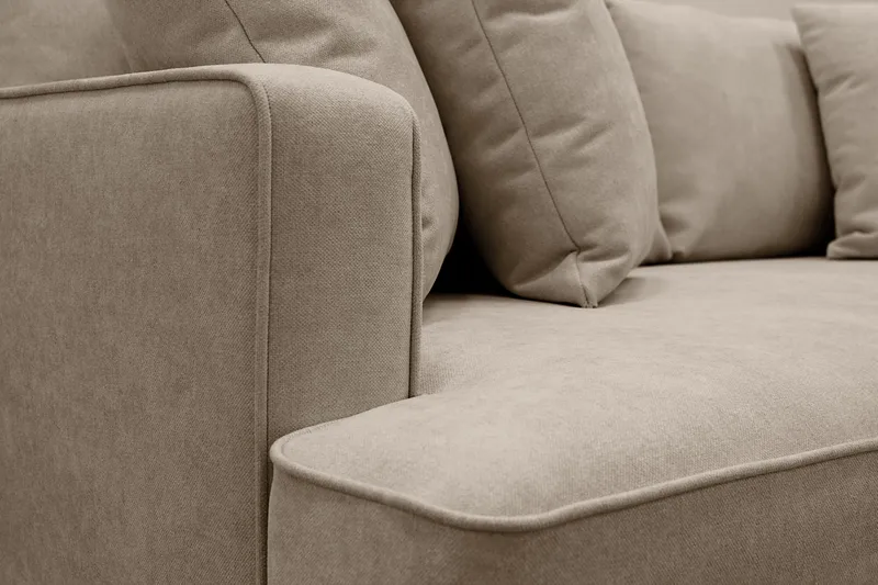 Rossita 4-personers Højrevendt L-formet Dyb Chaiselongsofa i Stof - Brun - Møbler - Sofaer - Sofa med chaiselong
