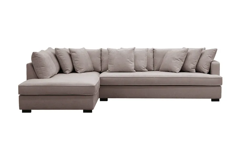 Rossita 4-personers Venstrevendt L-formet Dyb Chaiselongsofa med Hel Pude i Chenille - Grå / Brun - Møbler - Sofaer - Sofa med chaiselong