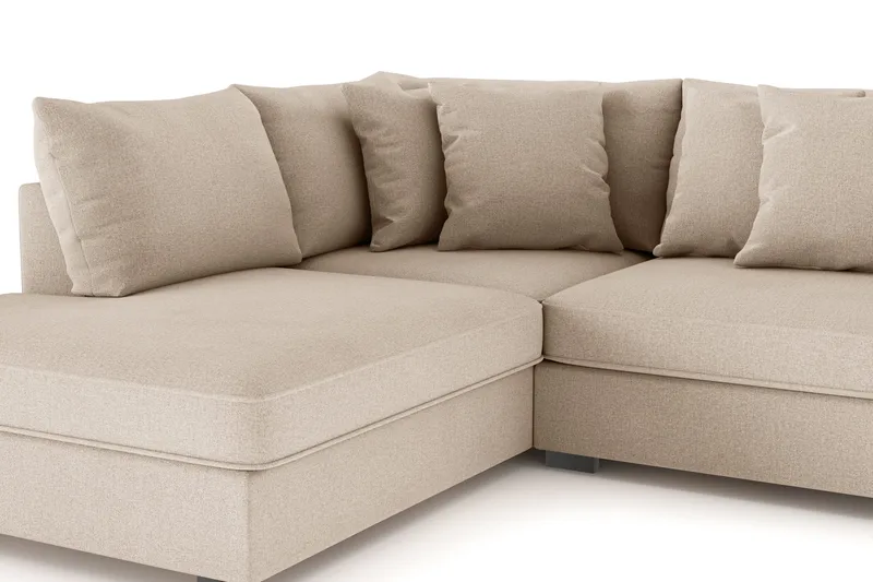 Rossita 4-personers Venstrevendt L-formet Dyb Chaiselongsofa i Stof - Beige - Møbler - Sofaer - Sofa med chaiselong