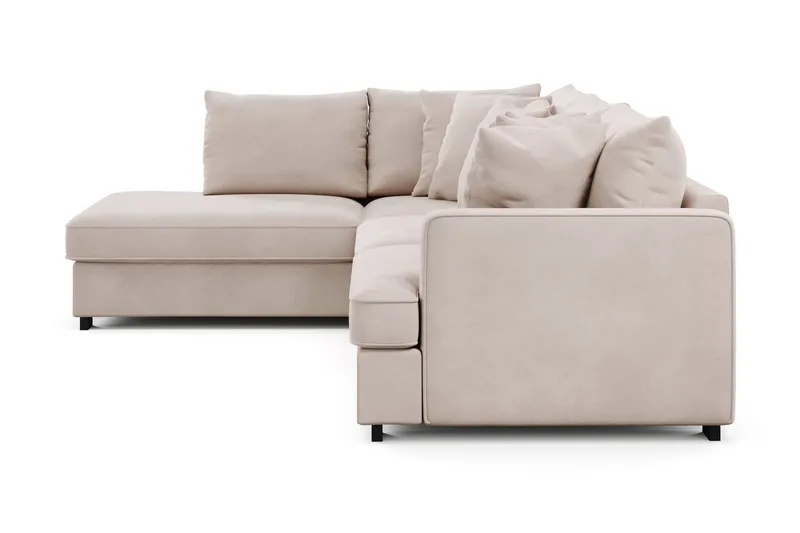 Rossita 4-personers Venstrevendt L-formet Dyb Chaiselongsofa i Fløjl - Beige - Møbler - Sofaer - Sofa med chaiselong