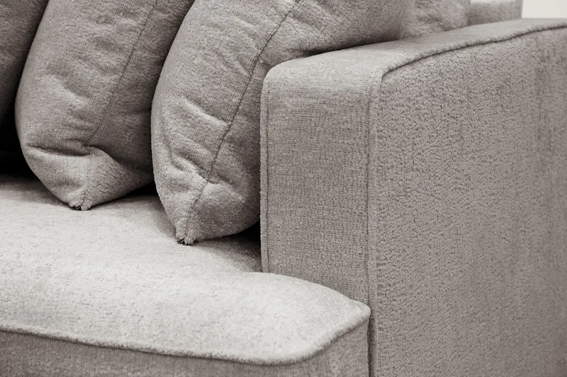 Rossita 4-personers Højrevendt L-formet Dyb Chaiselongsofa med Hel Pude i Chenille - Grå / Brun - Møbler - Sofaer - Sofa med chaiselong