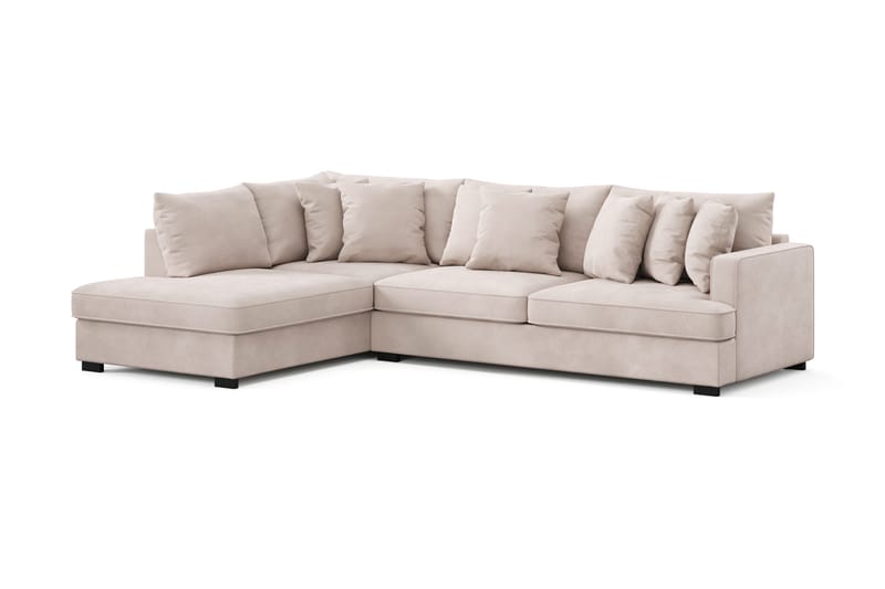 Rossita 4-personers Venstrevendt L-formet Dyb Chaiselongsofa i Fløjl - Beige - Møbler - Sofaer - Sofa med chaiselong