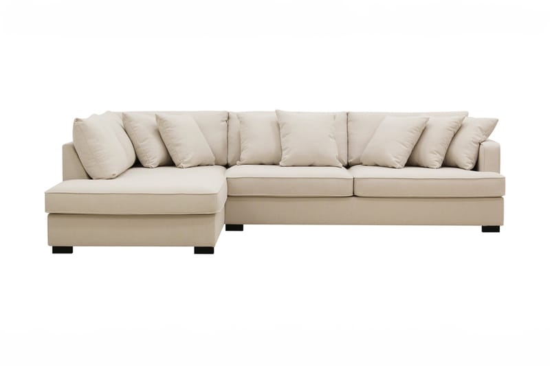 Rossita Dybde 4-personers Bouclé L Sofa med Chaiselong Venstre - Lys Beige - Møbler - Sofaer - Sofa med chaiselong