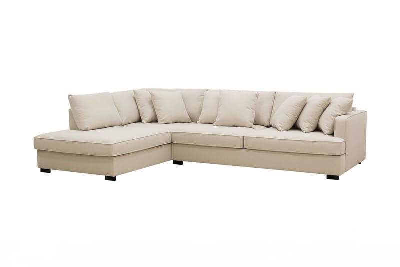 Rossita Dybde 4-personers Bouclé L Sofa med Chaiselong Venstre - Lys Beige - Møbler - Sofaer - Sofa med chaiselong