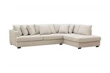 Rossita højrevendt 4-personers L-formet sofa med dyb chaiselong i stof - Beige - Møbler - Sofaer - Sofa med chaiselong