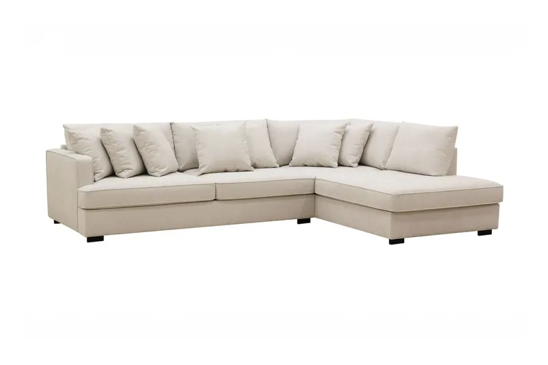 Rossita højrevendt 4-personers L-formet sofa med dyb chaiselong i stof - Beige - Møbler - Sofaer - Sofa med chaiselong
