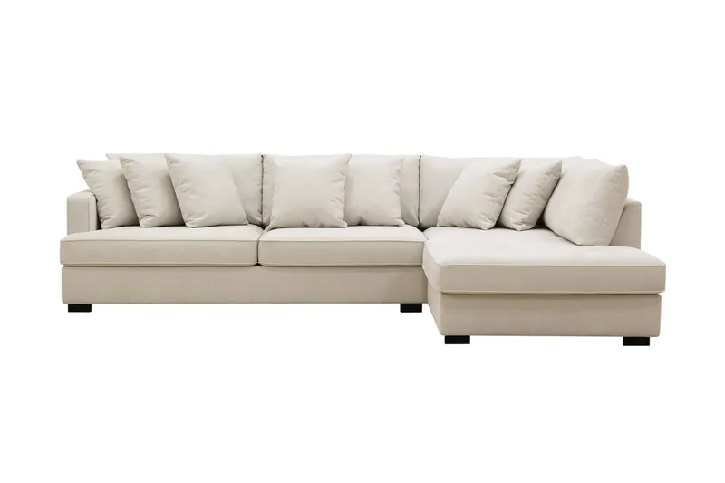 Rossita højrevendt 4-personers L-formet sofa med dyb chaiselong i stof, Beige