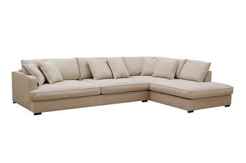 Rossita Luksus 4-personers højrevendt, ekstra dyb L-formet chaiselongsofa i stof - Beige stof - Møbler - Sofaer - Sofa med chaiselong