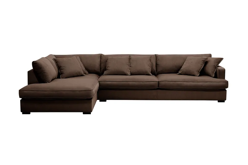 Rossita Lyx 4-personers Ekstra dyb Sofa med Chaiselong Venstre - Brun Jernbanefløjl - Møbler - Sofaer - Sofa med chaiselong