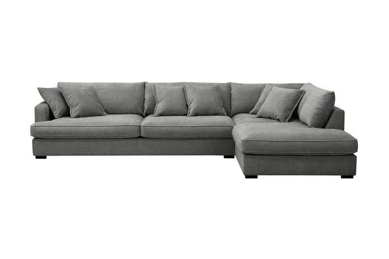 Rossita Lyx 4-personers Ekstra dyb Sofa med Chaiselong Højre, Grå Chenille