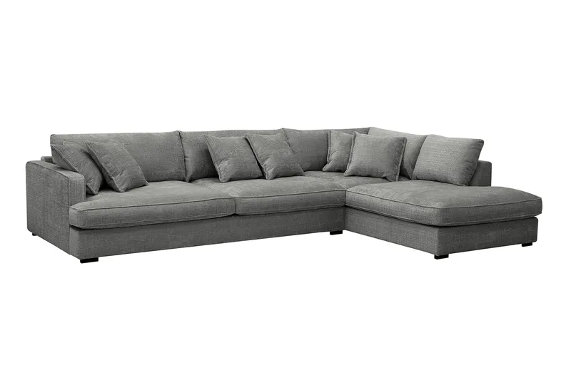 Rossita Lyx 4-personers Ekstra dyb Sofa med Chaiselong Højre - Grå Chenille - Møbler - Sofaer - Sofa med chaiselong
