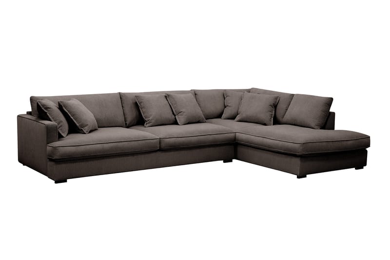 Rossita Lyx 4-personers Ekstra dyb Sofa med Chaiselong Højre - Mørkegrå Jernbanefløjl - Møbler - Sofaer - Sofa med chaiselong