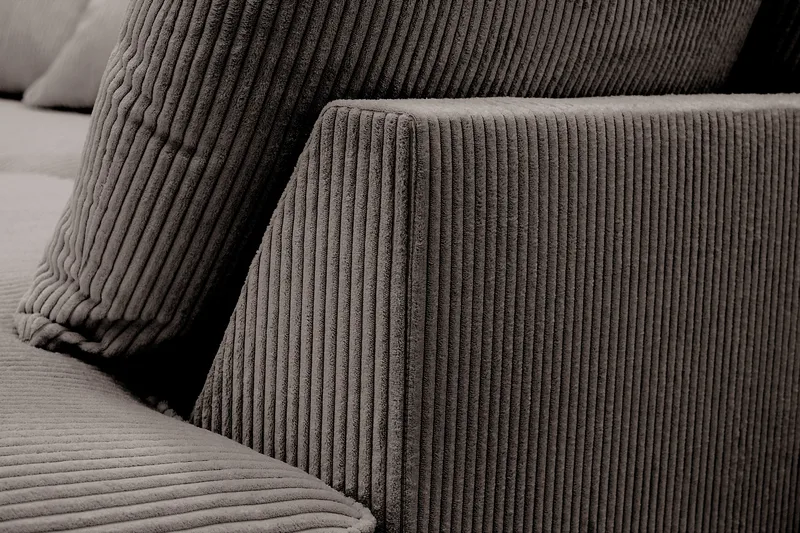 Rossita Lyx 4-personers Ekstra dyb Sofa med Chaiselong Højre - Mørkegrå Jernbanefløjl - Møbler - Sofaer - Sofa med chaiselong