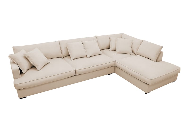 Rossita Lyx 4-personers Ekstra dyb Sofa med Chaiselong Højre - Beige Jernbanefløjl - Møbler - Sofaer - Sofa med chaiselong