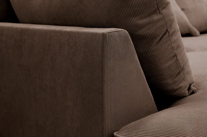 Rossita Lyx 4-personers Ekstra dyb Sofa med Chaiselong Venstre - Brun Jernbanefløjl - Møbler - Sofaer - Sofa med chaiselong