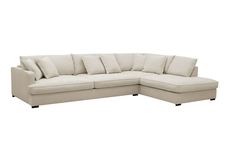 Rossita Lyx 4-personers Ekstra dyb Sofa med Chaiselong Højre - Beige Stof - Møbler - Sofaer - Sofa med chaiselong