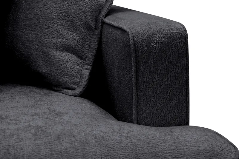 Rossita Lyx 4-personers Ekstra dyb Sofa med Chaiselong Venstre - Sort Chenille - Møbler - Sofaer - Sofa med chaiselong