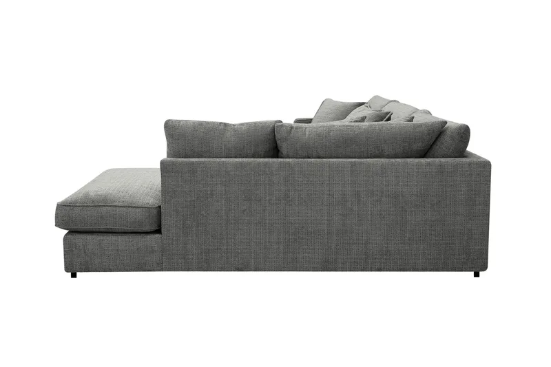 Rossita Lyx 4-personers Ekstra dyb Sofa med Chaiselong Højre - Grå Chenille - Møbler - Sofaer - Sofa med chaiselong