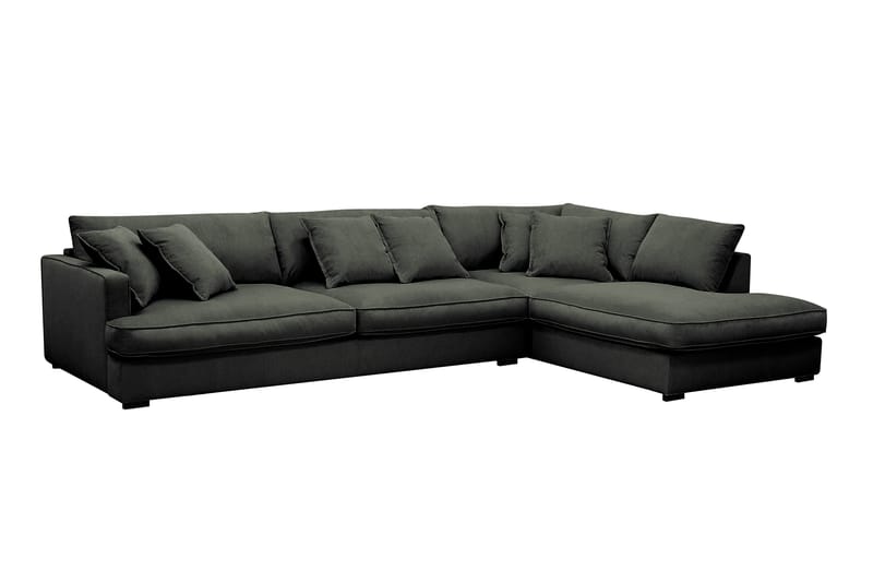 Rossita Lyx 4-personers Ekstra dyb Sofa med Chaiselong Højre - Mørkegrøn Jernbanefløjl - Møbler - Sofaer - Sofa med chaiselong