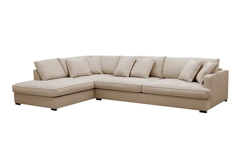 Rossita Lyx 4-personers Ekstra dyb Sofa med Chaiselong Venstre - Beige Stof - Møbler - Sofaer - Sofa med chaiselong