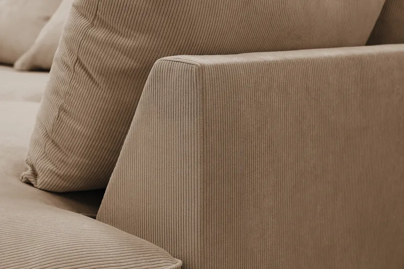 Rossita Lyx 4-personers Ekstra dyb Sofa med Chaiselong Højre - Brun Jernbanefløjl - Møbler - Sofaer - Sofa med chaiselong