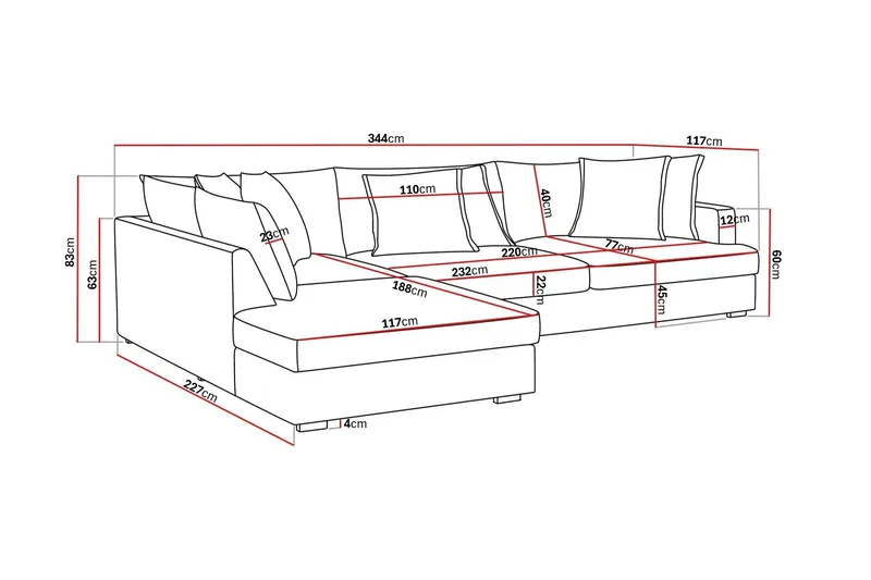 Rossita Lyx 4-personers Ekstra dyb Sofa med Chaiselong Venstre - Offwhite Manchester - Møbler - Sofaer - Sofa med chaiselong