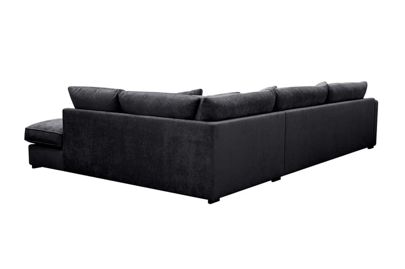 Rossita Lyx 4-personers Ekstra dyb Sofa med Chaiselong Højre - Sort Chenille - Møbler - Sofaer - Sofa med chaiselong